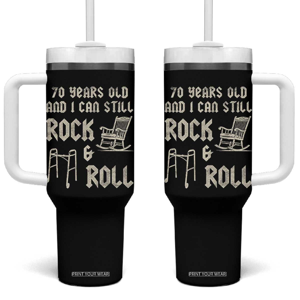 70th Birthday Gift For Men Tumbler With Handle Funny Man Saying Gag Gift 70 Years Old Birthday TS10 One Size: 40 oz Black Print Your Wear