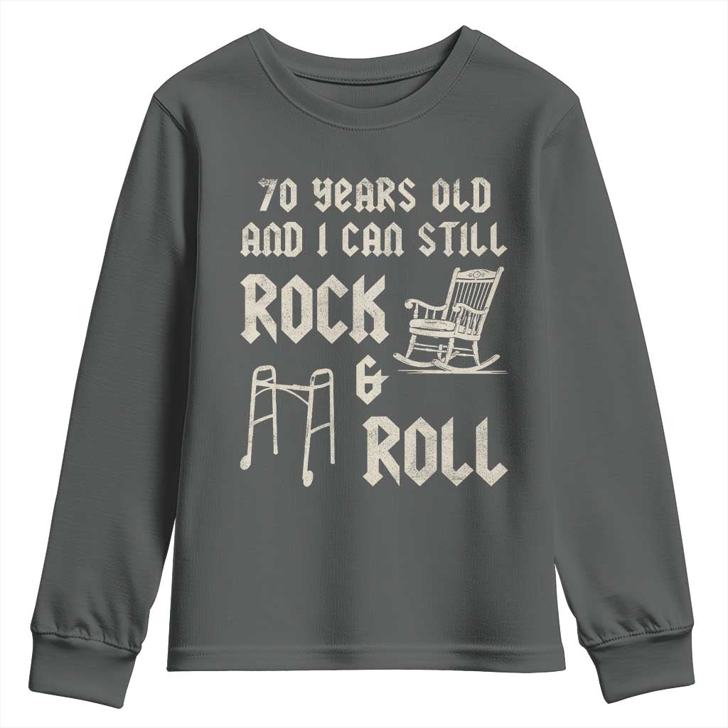 70th Birthday Gift For Men Youth Sweatshirt Funny Man Saying Gag Gift 70 Years Old Birthday TS10 Dark Heather Print Your Wear