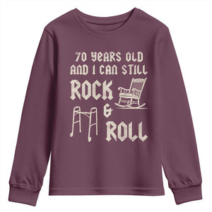 70th Birthday Gift For Men Youth Sweatshirt Funny Man Saying Gag Gift 70 Years Old Birthday TS10 Maroon Print Your Wear