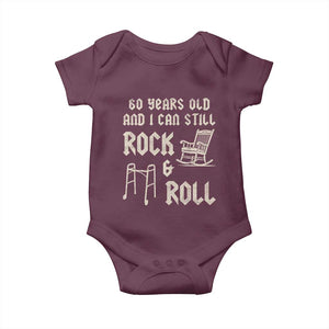 60th Birthday Gift For Men Baby Onesie Funny Man Saying Gag Gift 60 Years Old Birthday TS10 Maroon Print Your Wear