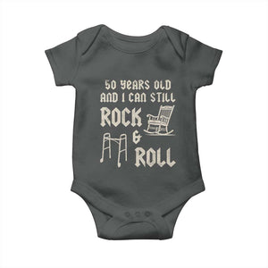 50th Birthday Gift For Men Baby Onesie Funny Man Saying Gag Gift 50 Years Old Birthday TS10 Dark Heather Print Your Wear