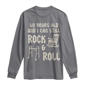 50th Birthday Gift For Men Long Sleeve Shirt Funny Man Saying Gag Gift 50 Years Old Birthday TS10 Charcoal Print Your Wear
