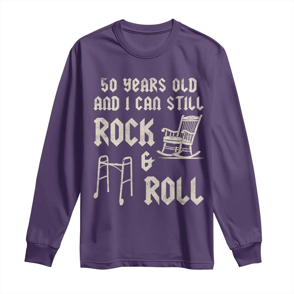 50th Birthday Gift For Men Long Sleeve Shirt Funny Man Saying Gag Gift 50 Years Old Birthday TS10 Purple Print Your Wear