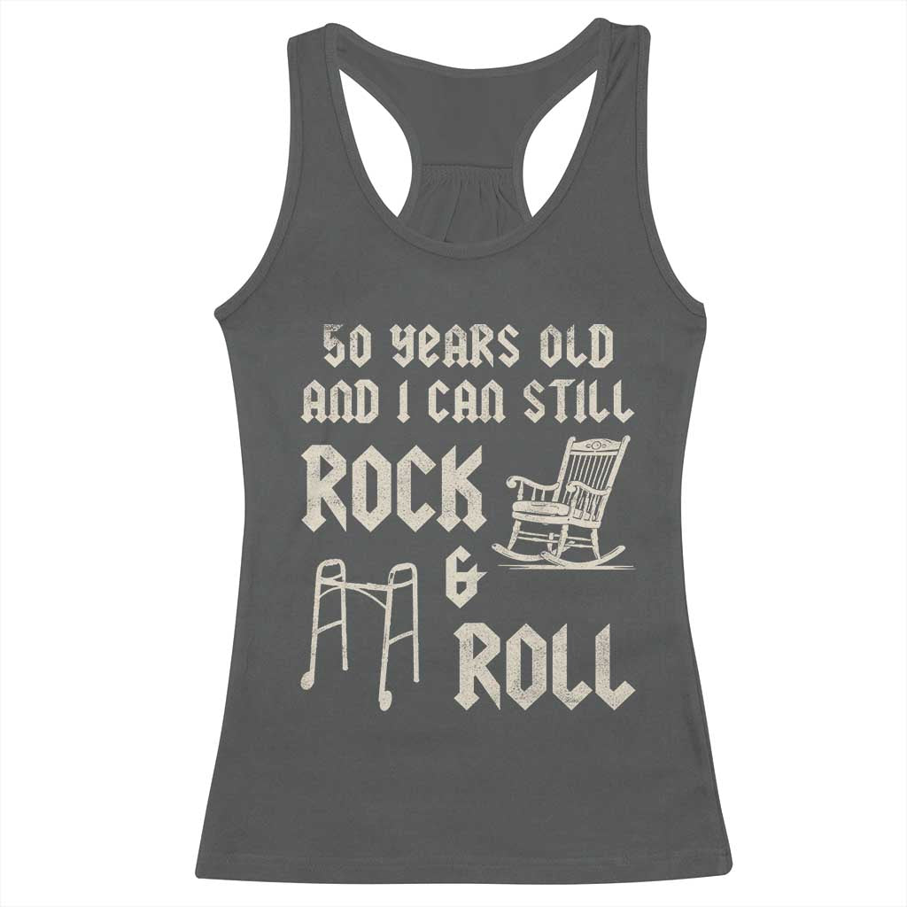 50th Birthday Gift For Men Racerback Tank Top Funny Man Saying Gag Gift 50 Years Old Birthday TS10 Dark Heather Print Your Wear