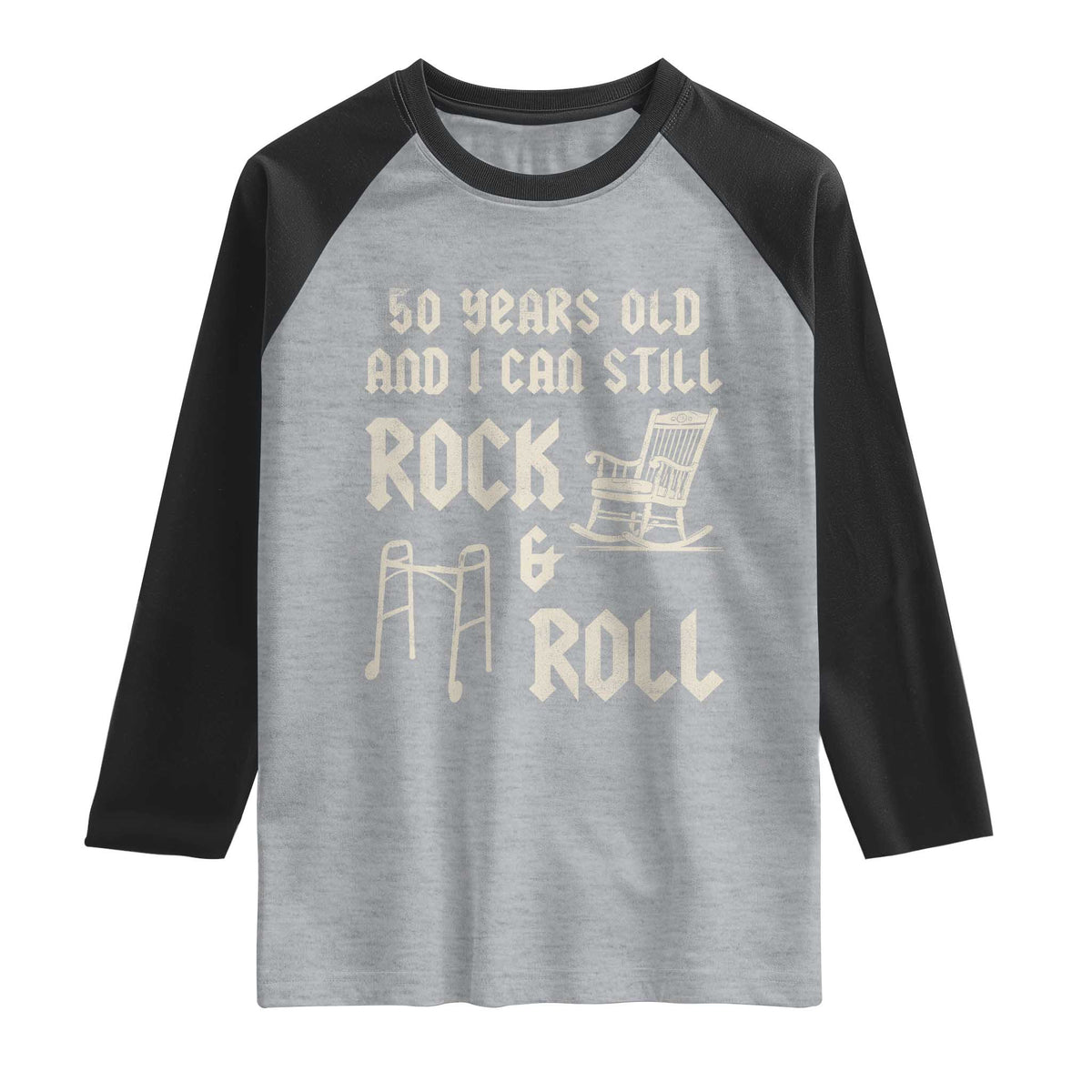 50th Birthday Gift For Men Raglan Shirt Funny Man Saying Gag Gift 50 Years Old Birthday TS10 Heather Gray Black Print Your Wear