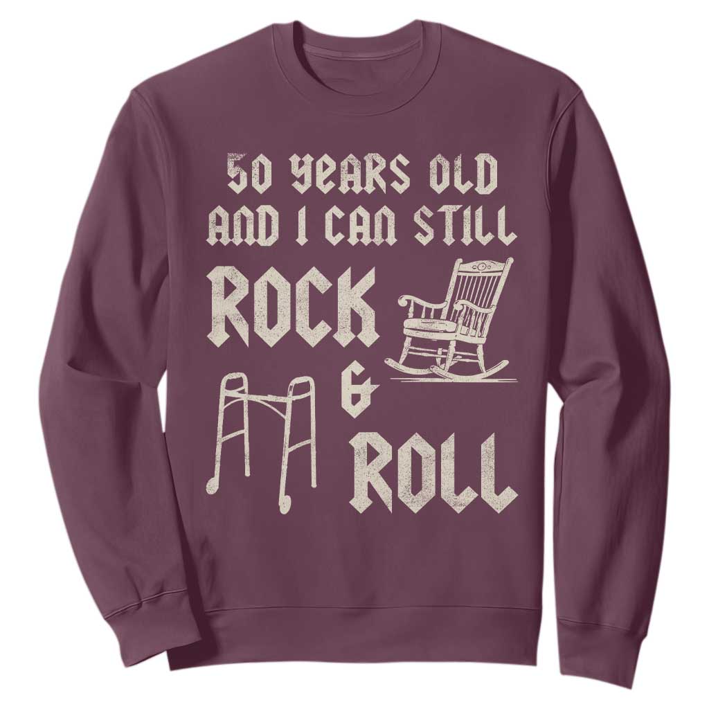 50th Birthday Gift For Men Sweatshirt Funny Man Saying Gag Gift 50 Years Old Birthday TS10 Maroon Print Your Wear