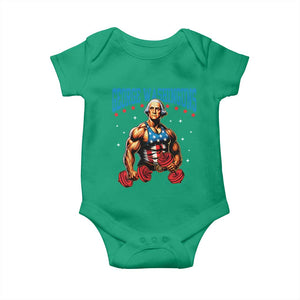 Funny George Washington Gym Baby Onesie Muscular Flex Workout 4th of July TS10 Irish Green Print Your Wear