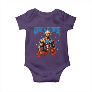 Funny George Washington Gym Baby Onesie Muscular Flex Workout 4th of July TS10 Purple Print Your Wear