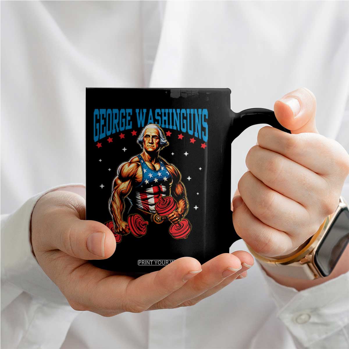 Funny George Washington Gym Coffee Mug Muscular Flex Workout 4th of July TS10 Print Your Wear