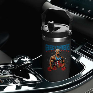 Funny George Washington Gym Flip Straw Tumbler Muscular Flex Workout 4th of July TS10 Print Your Wear
