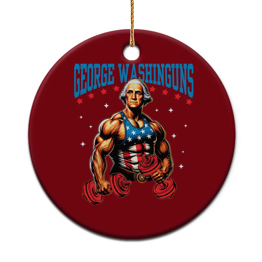 Funny George Washington Gym Ceramic Ornament Muscular Flex Workout 4th of July TS10 1pc Red Print Your Wear
