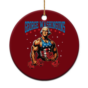 Funny George Washington Gym Ceramic Ornament Muscular Flex Workout 4th of July TS10 1pc Red Print Your Wear