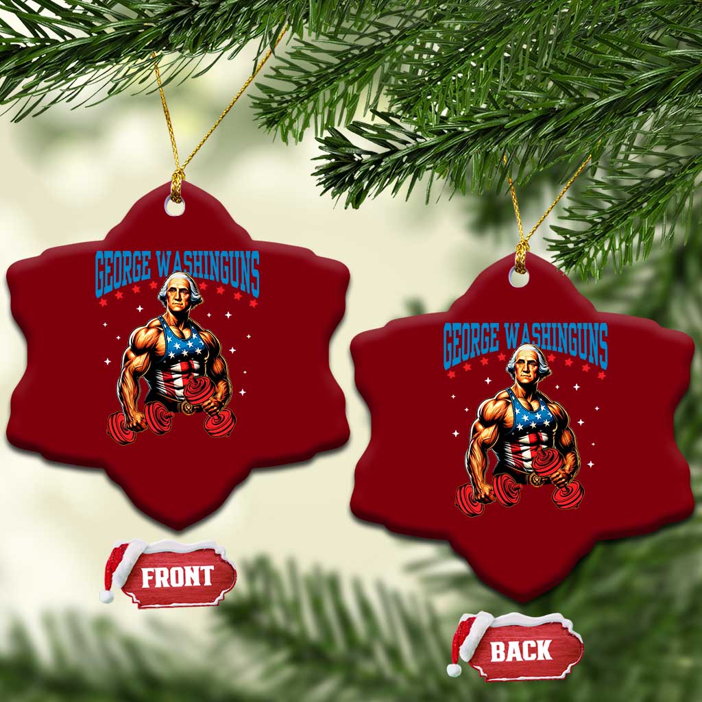 Funny George Washington Gym Ceramic Ornament Muscular Flex Workout 4th of July TS10 Print Your Wear