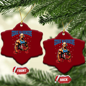 Funny George Washington Gym Ceramic Ornament Muscular Flex Workout 4th of July TS10 Print Your Wear