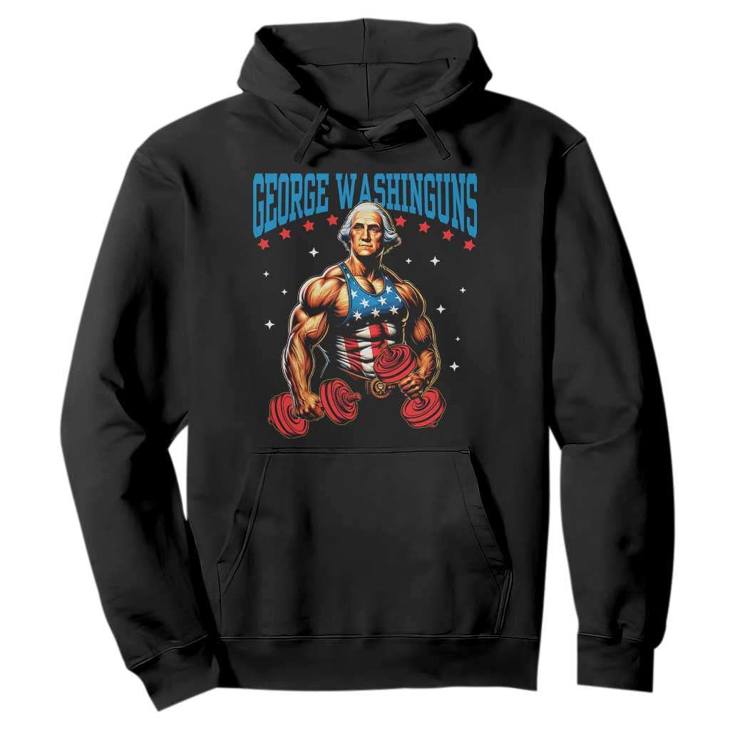 Funny George Washington Gym Hoodie Muscular Flex Workout 4th of July TS10 Black Print Your Wear