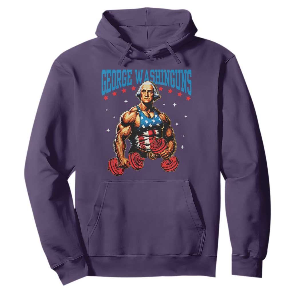 Funny George Washington Gym Hoodie Muscular Flex Workout 4th of July TS10 Purple Print Your Wear