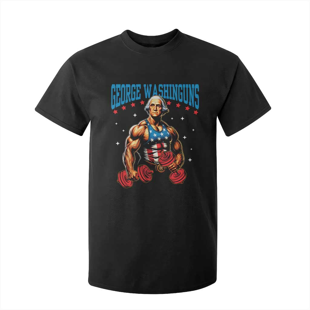 Funny George Washington Gym T Shirt For Kid Muscular Flex Workout 4th of July TS10 Black Print Your Wear