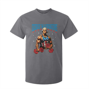 Funny George Washington Gym T Shirt For Kid Muscular Flex Workout 4th of July TS10 Charcoal Print Your Wear