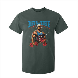 Funny George Washington Gym T Shirt For Kid Muscular Flex Workout 4th of July TS10 Dark Forest Green Print Your Wear