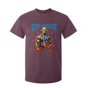 Funny George Washington Gym T Shirt For Kid Muscular Flex Workout 4th of July TS10 Maroon Print Your Wear