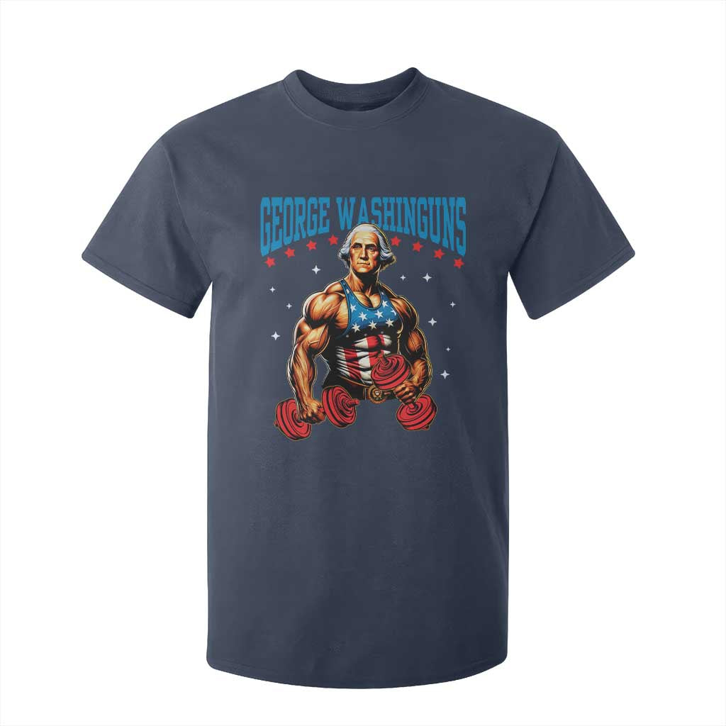 Funny George Washington Gym T Shirt For Kid Muscular Flex Workout 4th of July TS10 Navy Print Your Wear