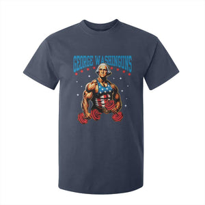 Funny George Washington Gym T Shirt For Kid Muscular Flex Workout 4th of July TS10 Navy Print Your Wear