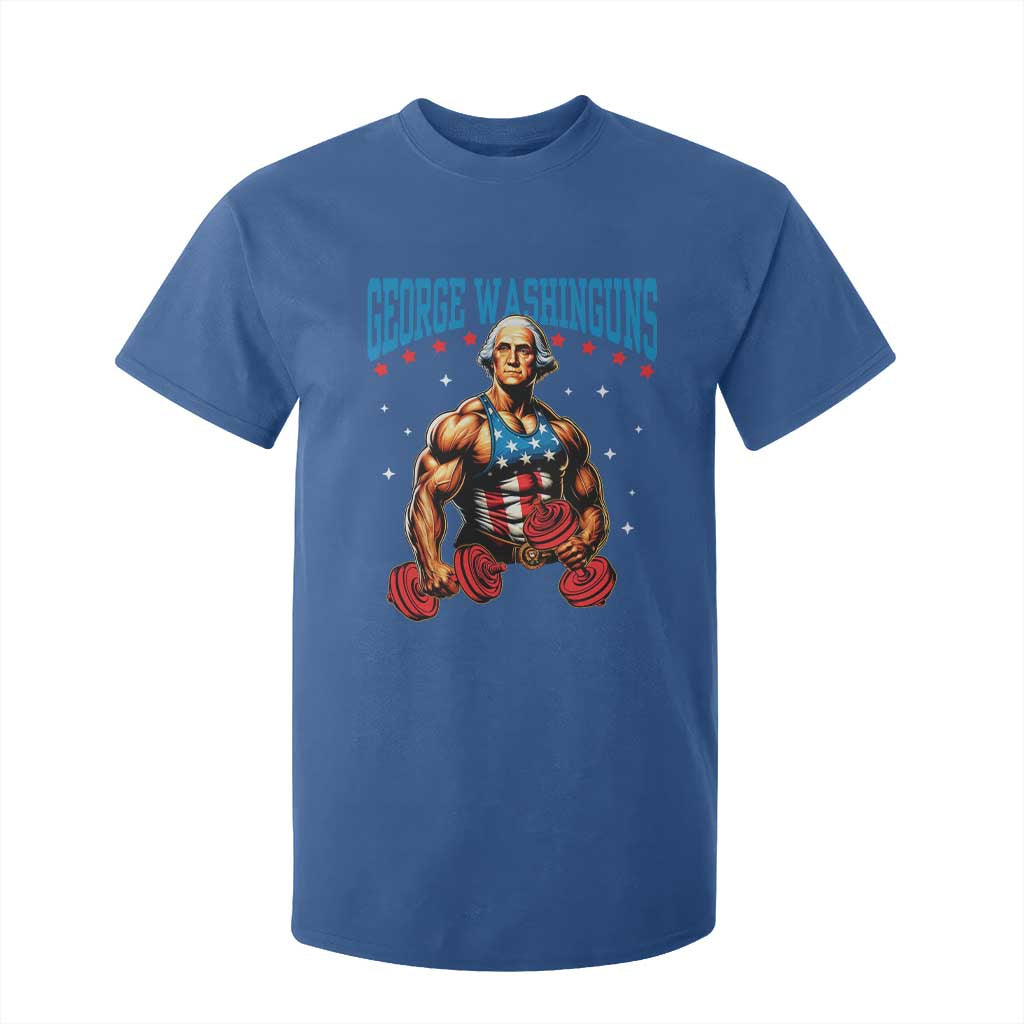 Funny George Washington Gym T Shirt For Kid Muscular Flex Workout 4th of July TS10 Royal Blue Print Your Wear