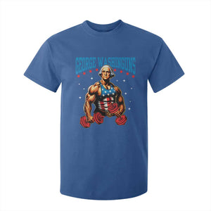 Funny George Washington Gym T Shirt For Kid Muscular Flex Workout 4th of July TS10 Royal Blue Print Your Wear