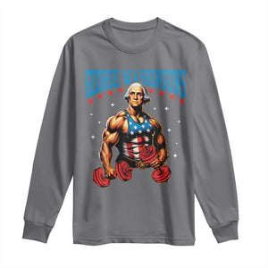 Funny George Washington Gym Long Sleeve Shirt Muscular Flex Workout 4th of July TS10 Charcoal Print Your Wear