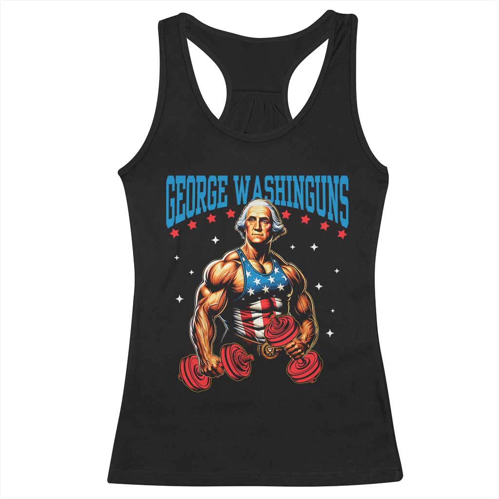 Funny George Washington Gym Racerback Tank Top Muscular Flex Workout 4th of July TS10 Black Print Your Wear