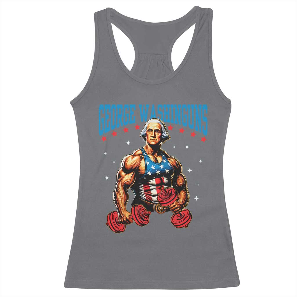 Funny George Washington Gym Racerback Tank Top Muscular Flex Workout 4th of July TS10 Charcoal Print Your Wear