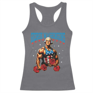 Funny George Washington Gym Racerback Tank Top Muscular Flex Workout 4th of July TS10 Charcoal Print Your Wear