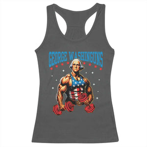 Funny George Washington Gym Racerback Tank Top Muscular Flex Workout 4th of July TS10 Dark Heather Print Your Wear