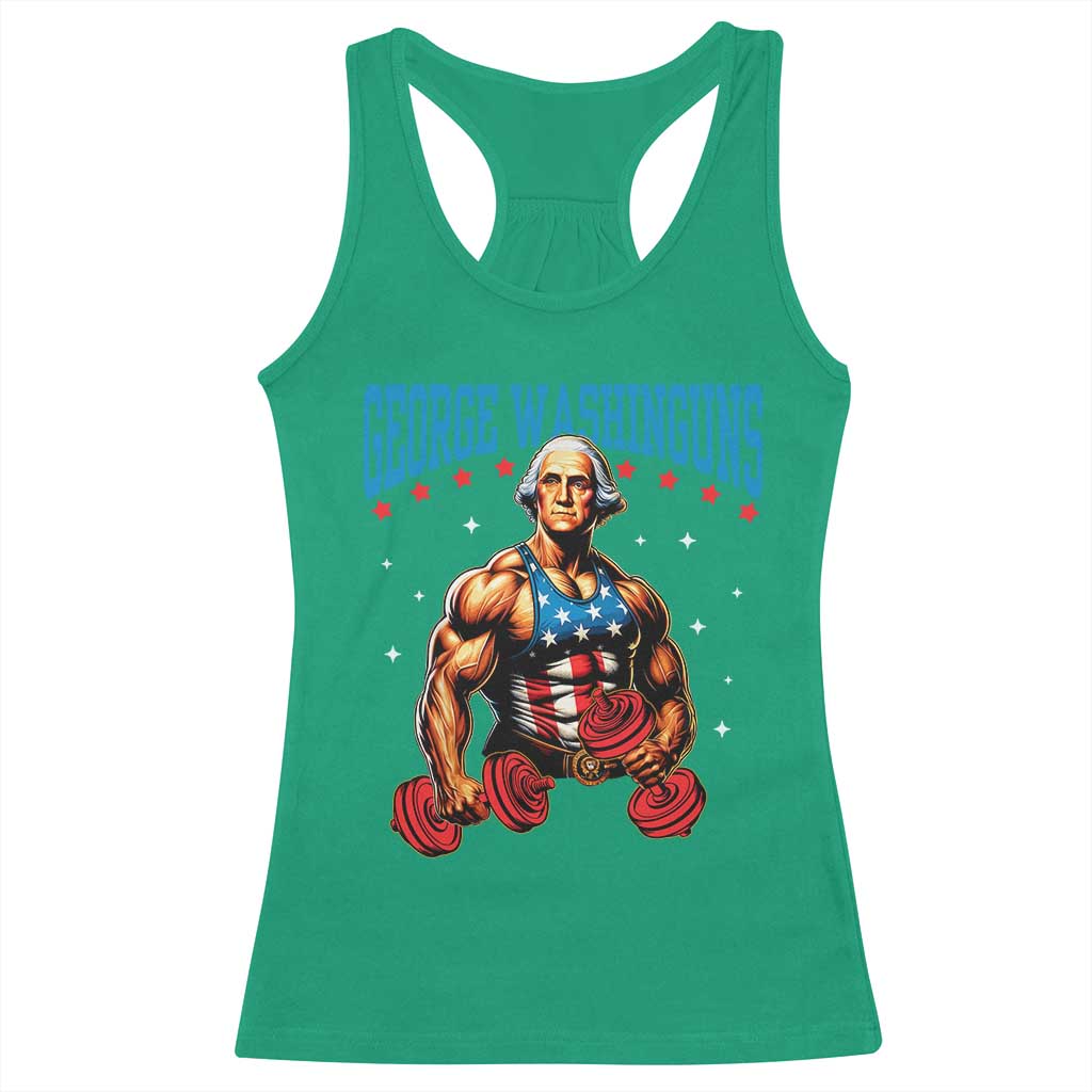 Funny George Washington Gym Racerback Tank Top Muscular Flex Workout 4th of July TS10 Irish Green Print Your Wear
