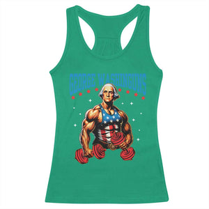 Funny George Washington Gym Racerback Tank Top Muscular Flex Workout 4th of July TS10 Irish Green Print Your Wear
