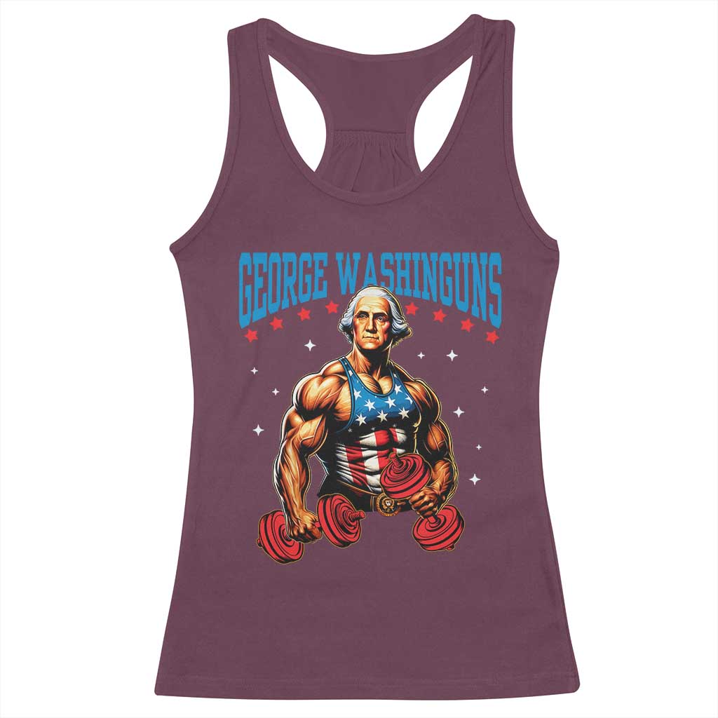 Funny George Washington Gym Racerback Tank Top Muscular Flex Workout 4th of July TS10 Maroon Print Your Wear