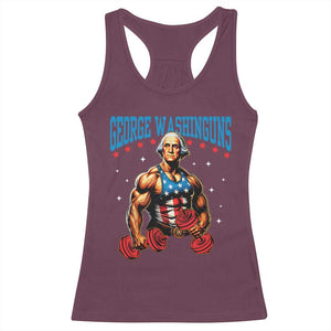 Funny George Washington Gym Racerback Tank Top Muscular Flex Workout 4th of July TS10 Maroon Print Your Wear
