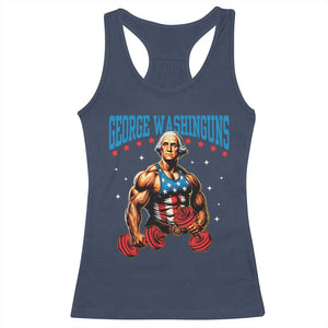 Funny George Washington Gym Racerback Tank Top Muscular Flex Workout 4th of July TS10 Navy Print Your Wear