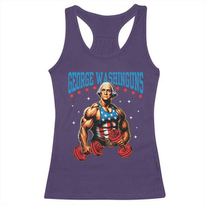 Funny George Washington Gym Racerback Tank Top Muscular Flex Workout 4th of July TS10 Purple Print Your Wear