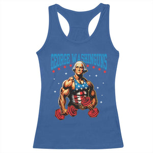 Funny George Washington Gym Racerback Tank Top Muscular Flex Workout 4th of July TS10 Royal Blue Print Your Wear