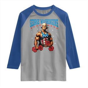 Funny George Washington Gym Raglan Shirt Muscular Flex Workout 4th of July TS10 Sport Gray Royal Print Your Wear