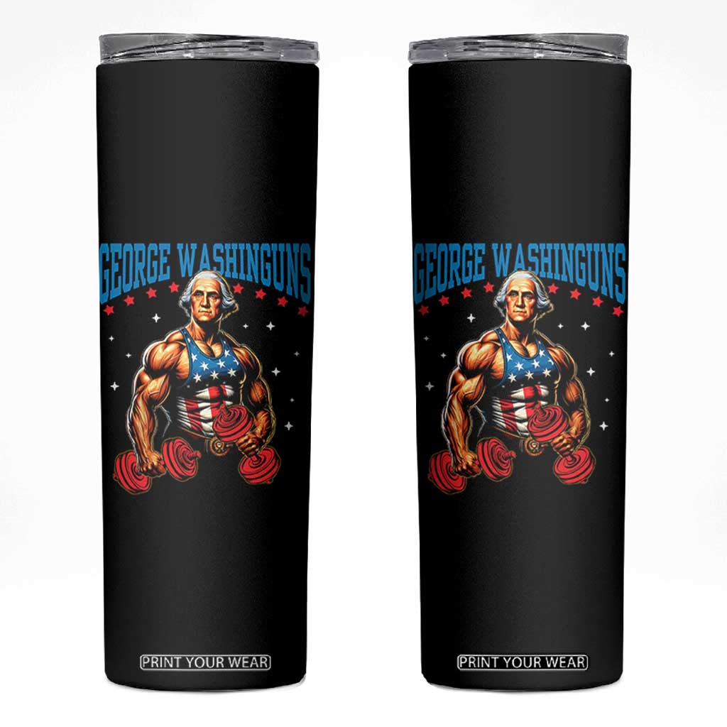 Funny George Washington Gym Skinny Tumbler Muscular Flex Workout 4th of July TS10 Black Print Your Wear