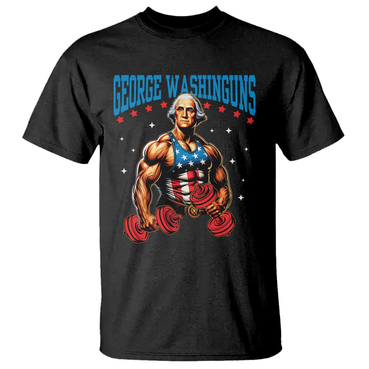 Funny George Washington Gym T Shirt Muscular Flex Workout 4th of July TS10 Black Print Your Wear