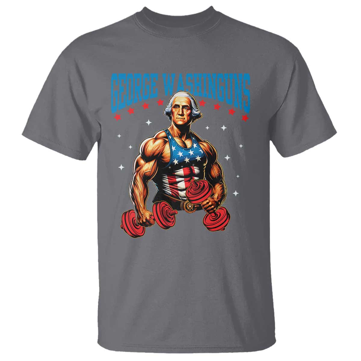 Funny George Washington Gym T Shirt Muscular Flex Workout 4th of July TS10 Charcoal Print Your Wear