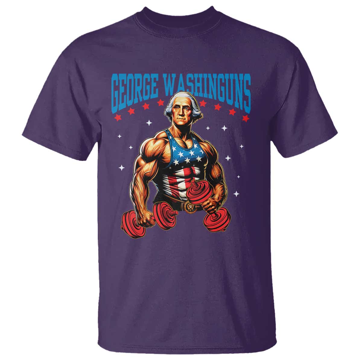 Funny George Washington Gym T Shirt Muscular Flex Workout 4th of July TS10 Purple Print Your Wear