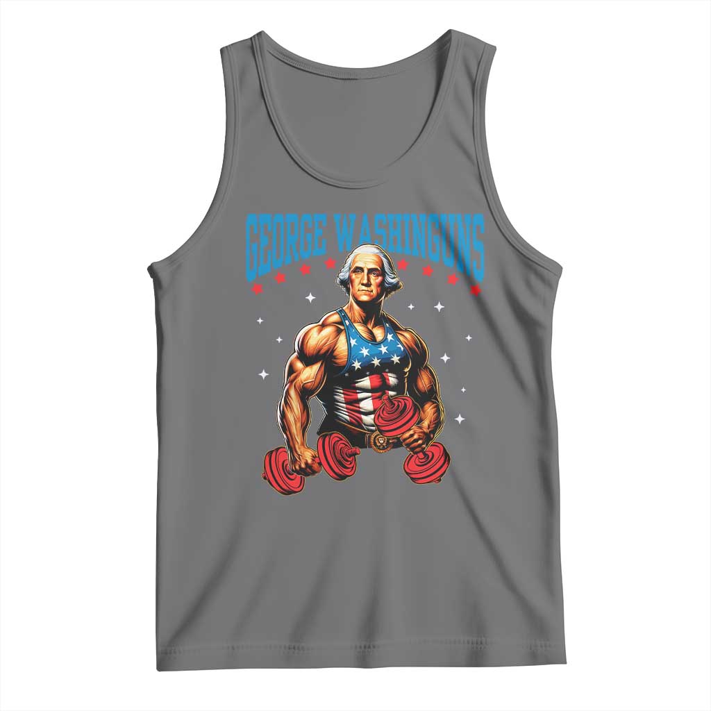 Funny George Washington Gym Tank Top Muscular Flex Workout 4th of July TS10 Black Heather Print Your Wear