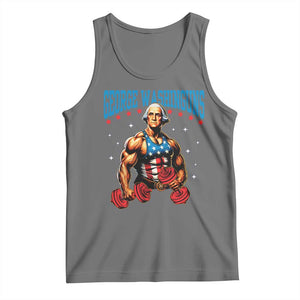Funny George Washington Gym Tank Top Muscular Flex Workout 4th of July TS10 Black Heather Print Your Wear