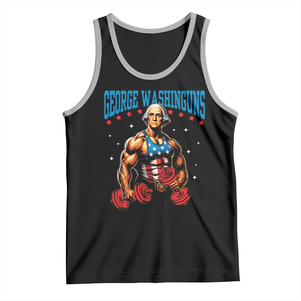 Funny George Washington Gym Tank Top Muscular Flex Workout 4th of July TS10 Black Athletic Heather Print Your Wear
