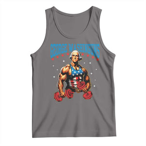 Funny George Washington Gym Tank Top Muscular Flex Workout 4th of July TS10 Deep Heather Print Your Wear