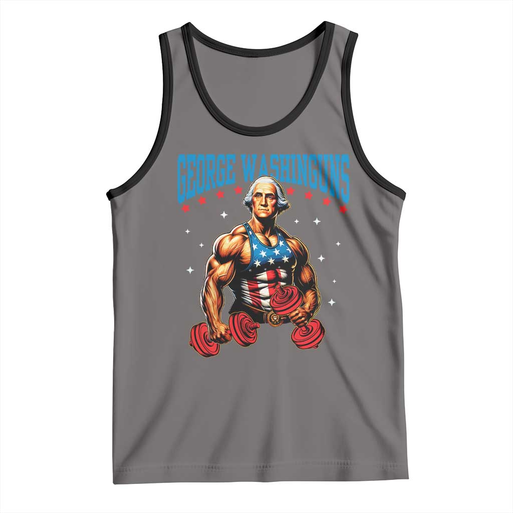 Funny George Washington Gym Tank Top Muscular Flex Workout 4th of July TS10 Deep Heather Black Print Your Wear